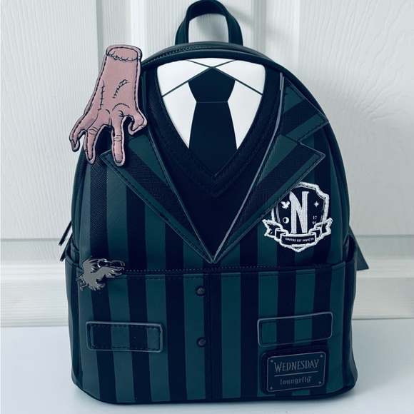 Loungefly Wednesday Addams Nevermore Cosplay Mini Backpack - Picture 1 of 7